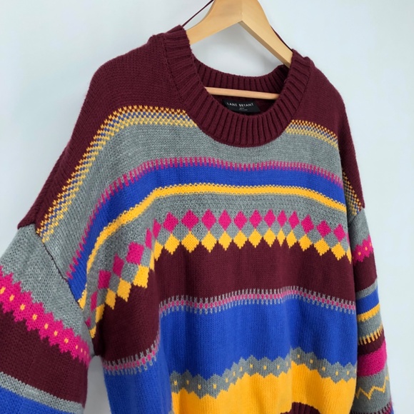 Lane Bryant Womens Sweater Size 22/24 Multicolor Mixed Knit Fair Isle Relaxed - Picture 3 of 14